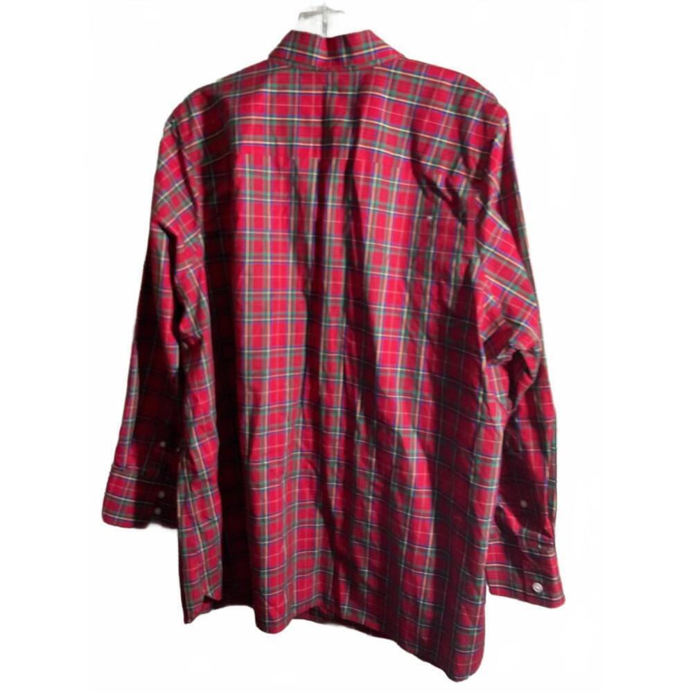 Lands' End Red Plaid No Iron Supima 1/4 button Tunic 20 Womans Pullover - Picture 9 of 9
